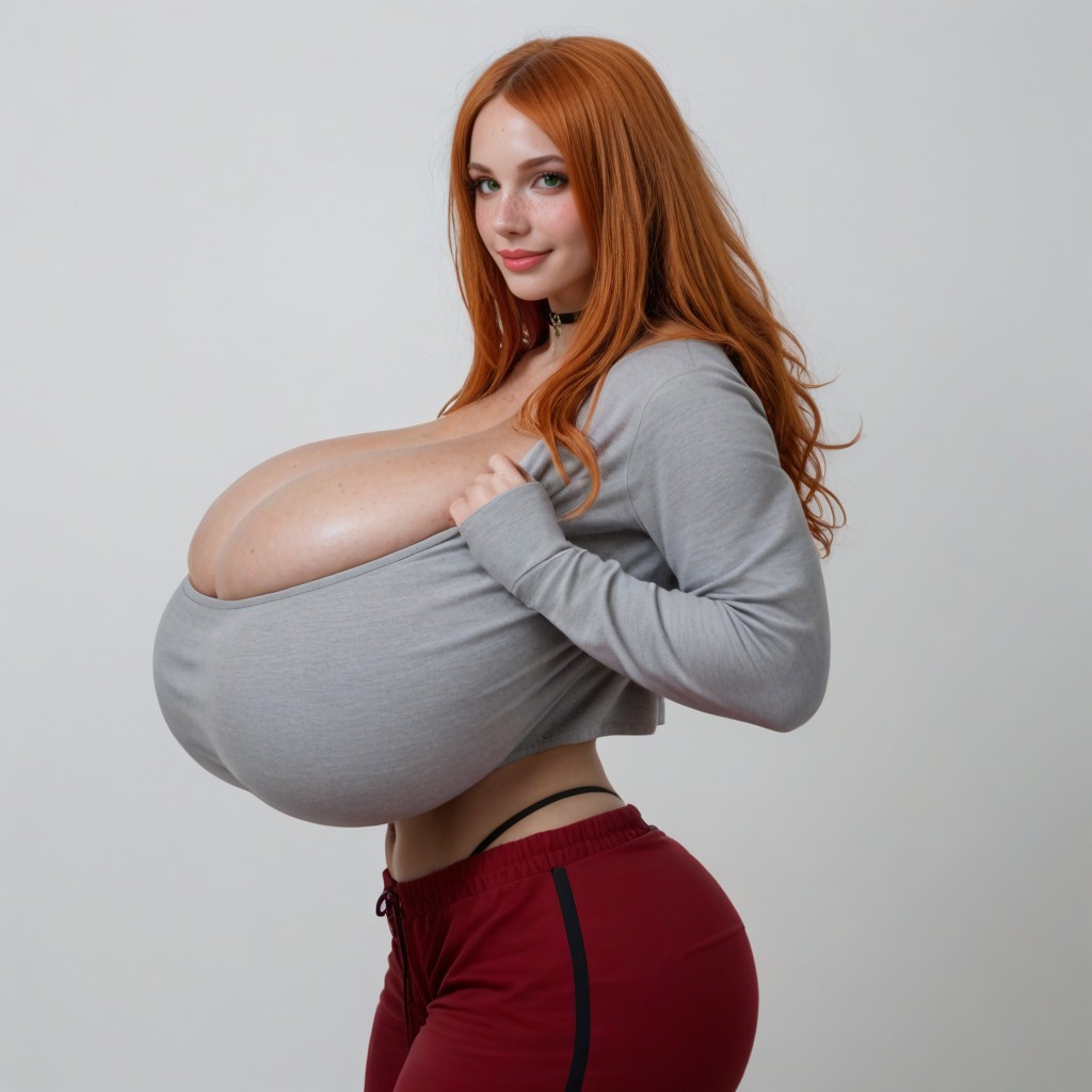 Large Ass, Horny Expression, Ginger AI Porn