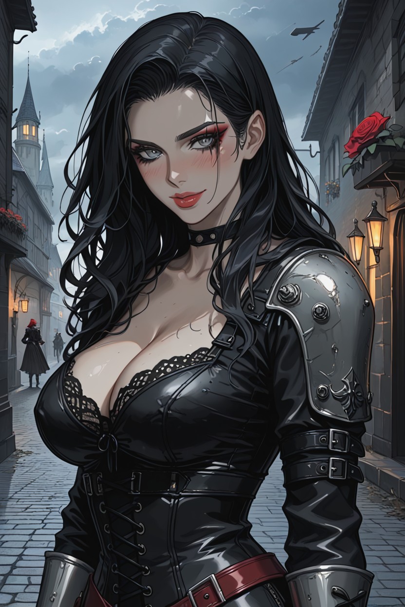 Black Voluminous Hair, Sweet Face, Jet Black Hair Hentai AI Porn