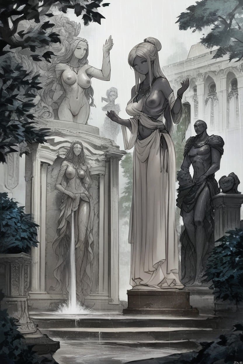 Stone Texture, Grey Toga, Standing Hentai AI Porn