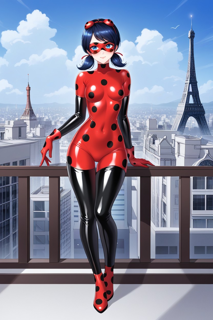 25+, Marinette From Miraculous, Fully Red Outfit With Black Polka Dots AI Porn