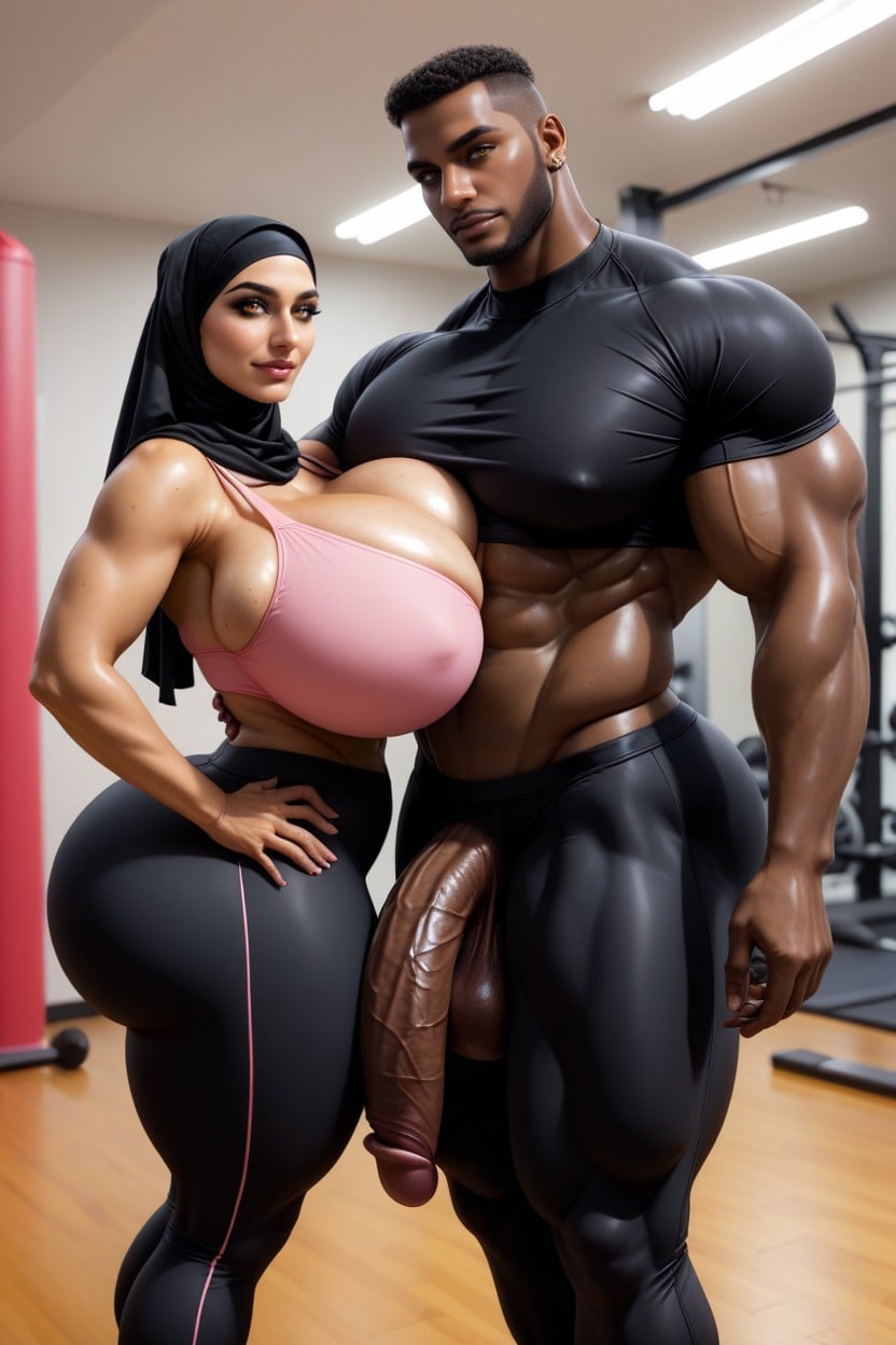 Extremely Large Ass, Huge Cock, African Husband And Arabian Wife Hugging Eachother Hentai AI Porn