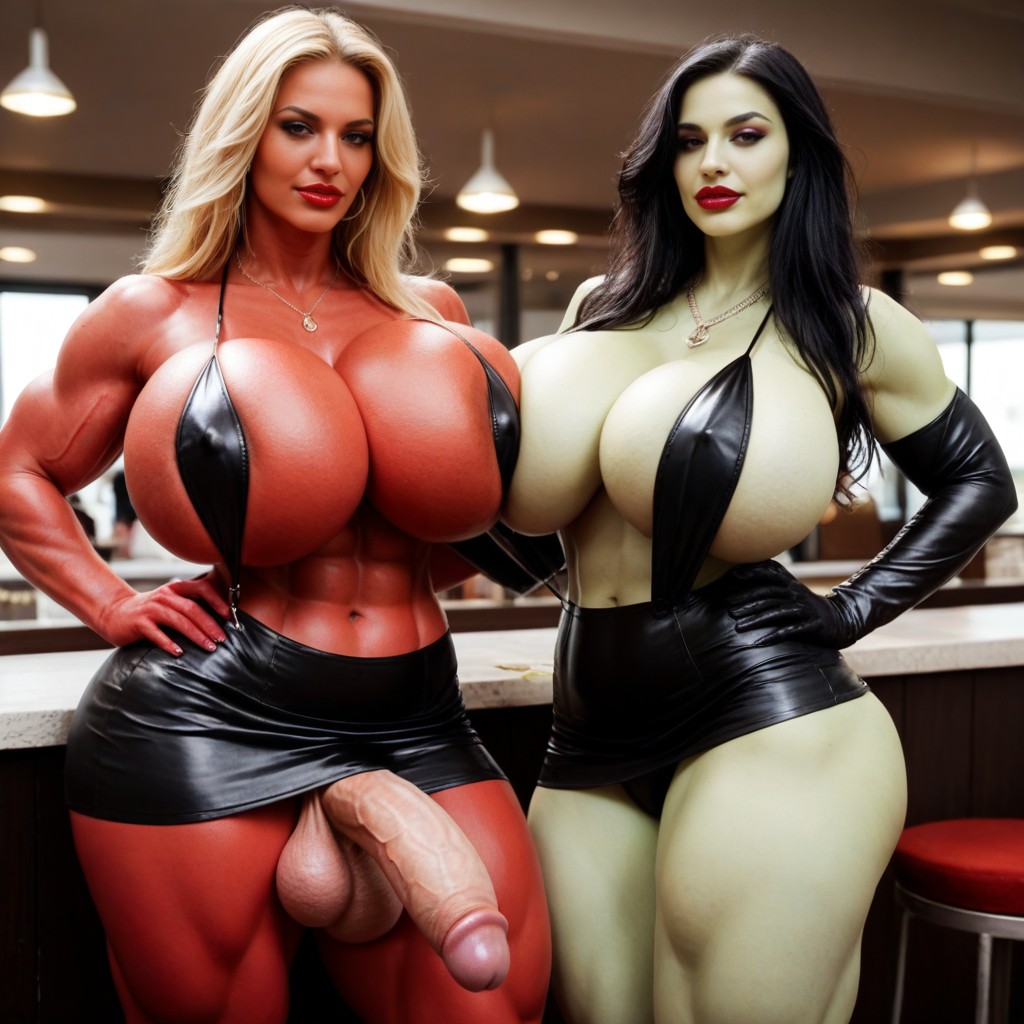 Extremely Large Breasts, Colossal Breast, Each Boob Bigger Than Head Shemale AI Porn