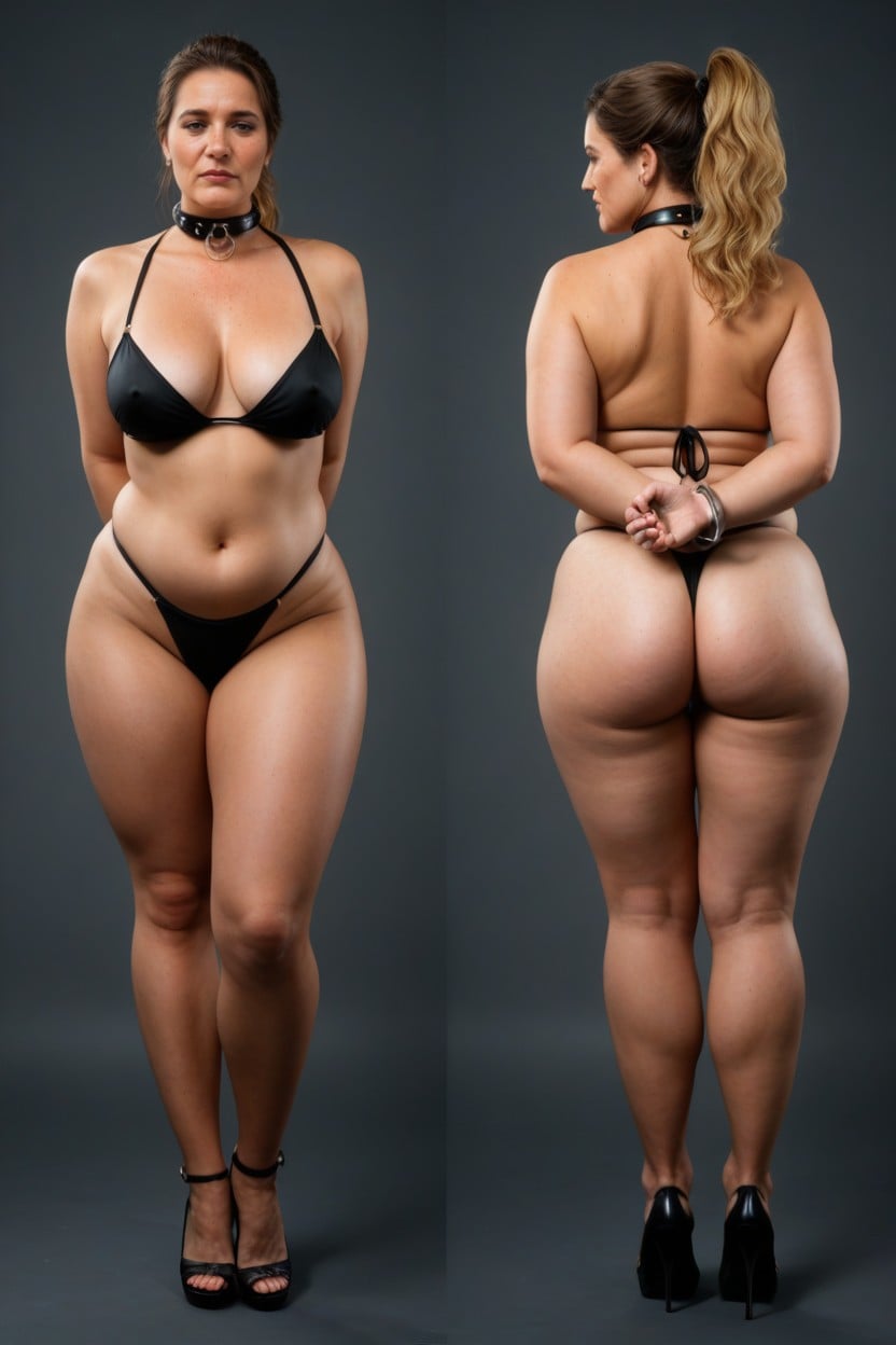 Wide Hips, Handcuffs On Wrists, Sad Face MILF AI Porn