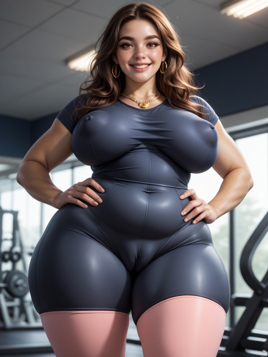 Front View, Brunette, Thick AI Porn
