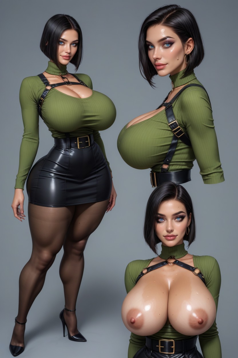 Bending Legs, Extremely High Slit, Big Butt AI Porn