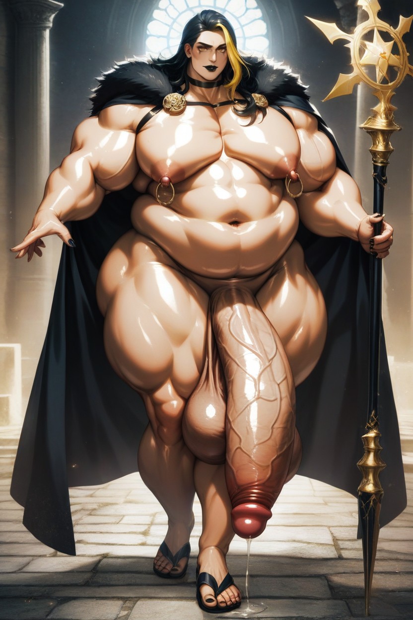 Shaved Face, Hyper Thick Body, Broad Shoulders AI Gay Porn