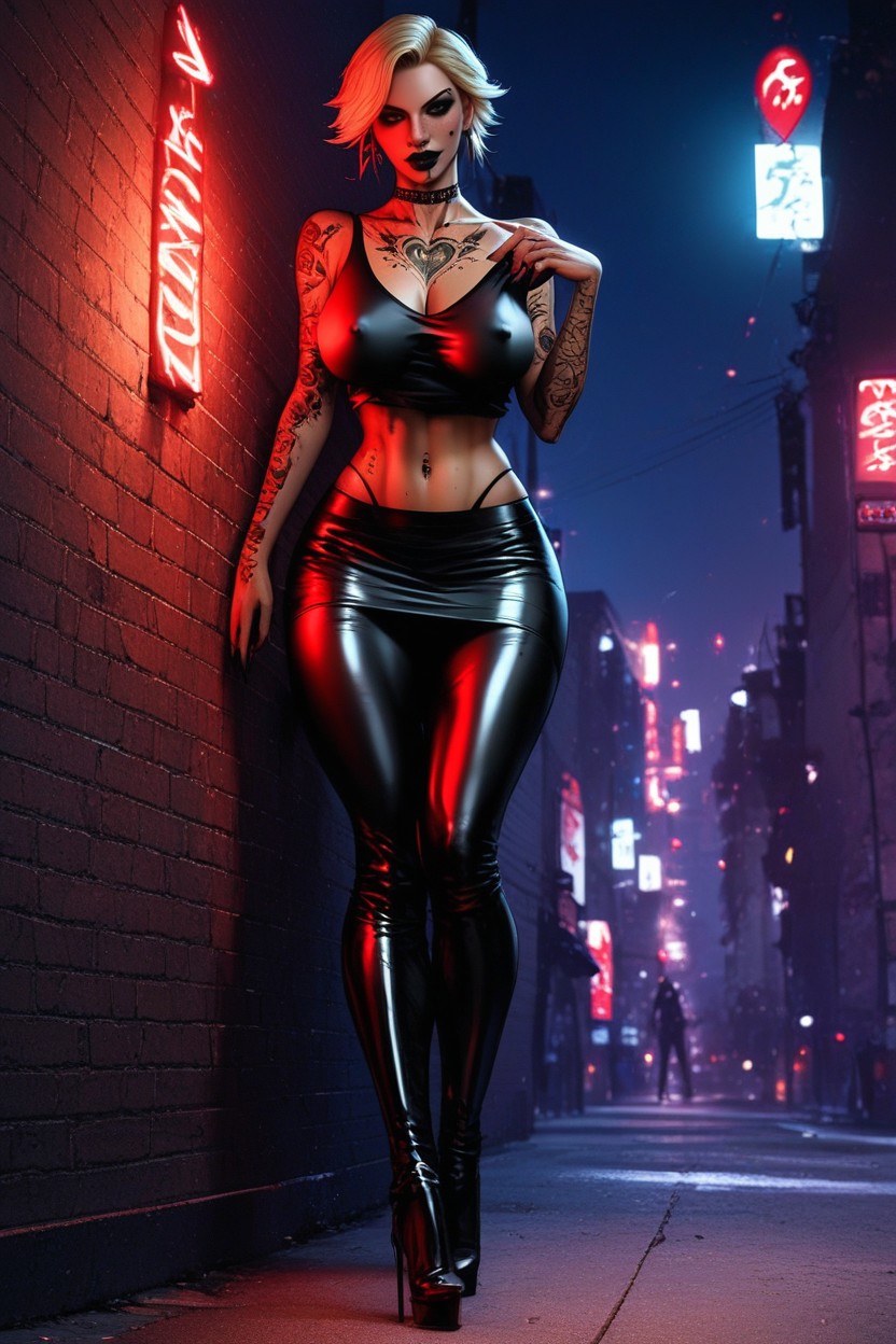 Detailed Mouth, Tattoos, Feminine AI Porn