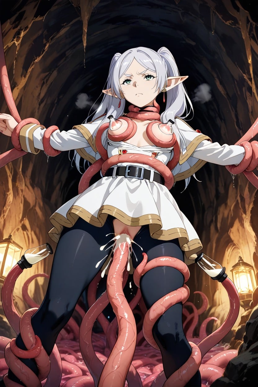 Tentacle Restraints, Skinny, Tentacles Grabbing Neck Hentai AI Porn