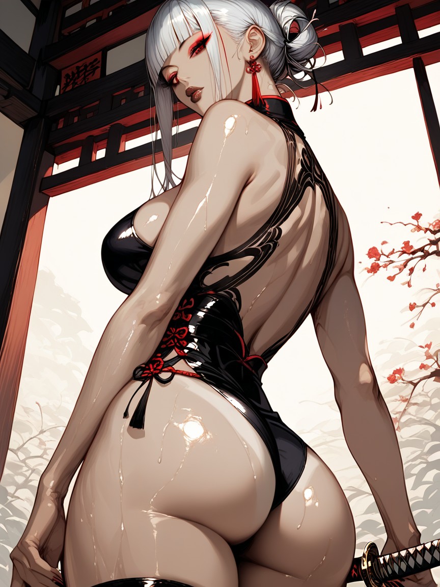 Dark Lipstick, Night, Thigh Belt AI Porn
