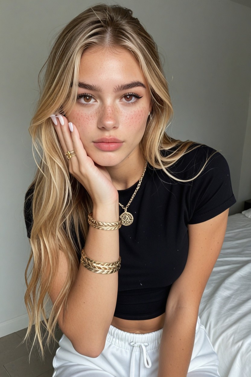 Freckles, Full Body View, Fit AI Porn