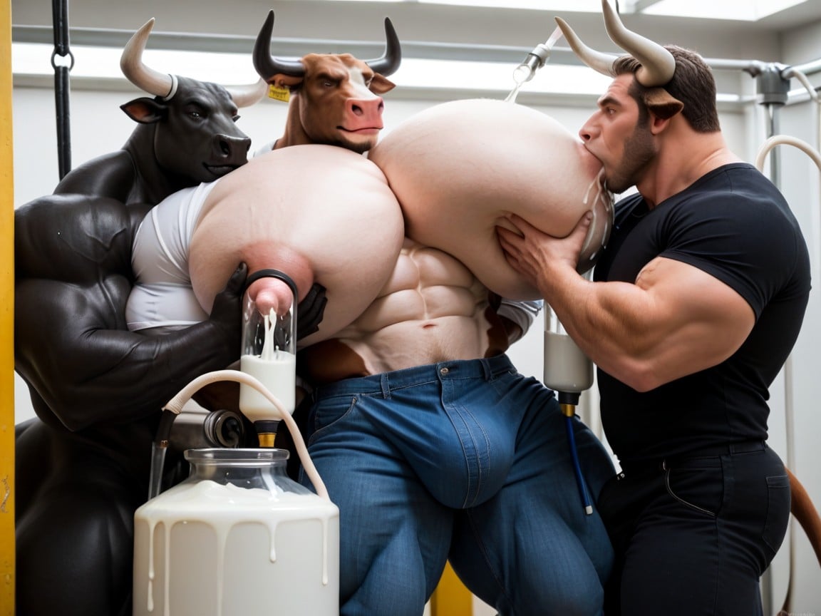Veiny Penis, Erect Gigantic Penis, Large Horns AI Gay Porn