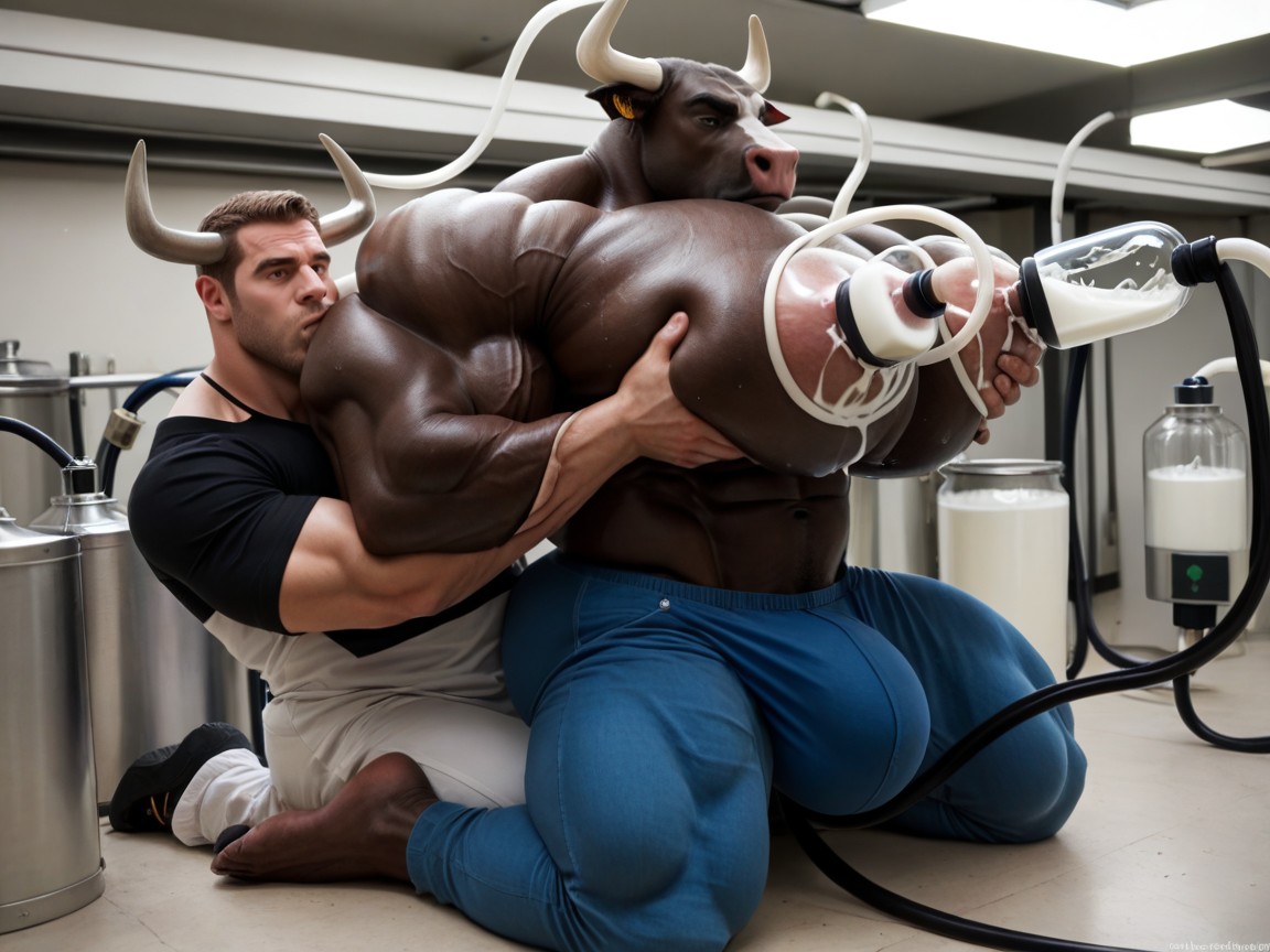Milking Machine Intensely Squeezing Milk Out Of Cattle Furry's Breasts, Hyper Breasts, Hyper Round Ass AI Gay Porn