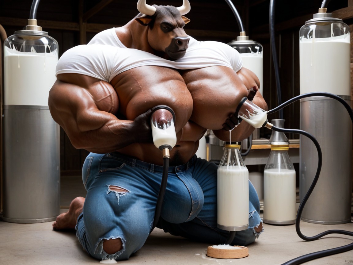 Groping Nipple, Multiple Cattle Furries, Big Nipples AI Gay Porn
