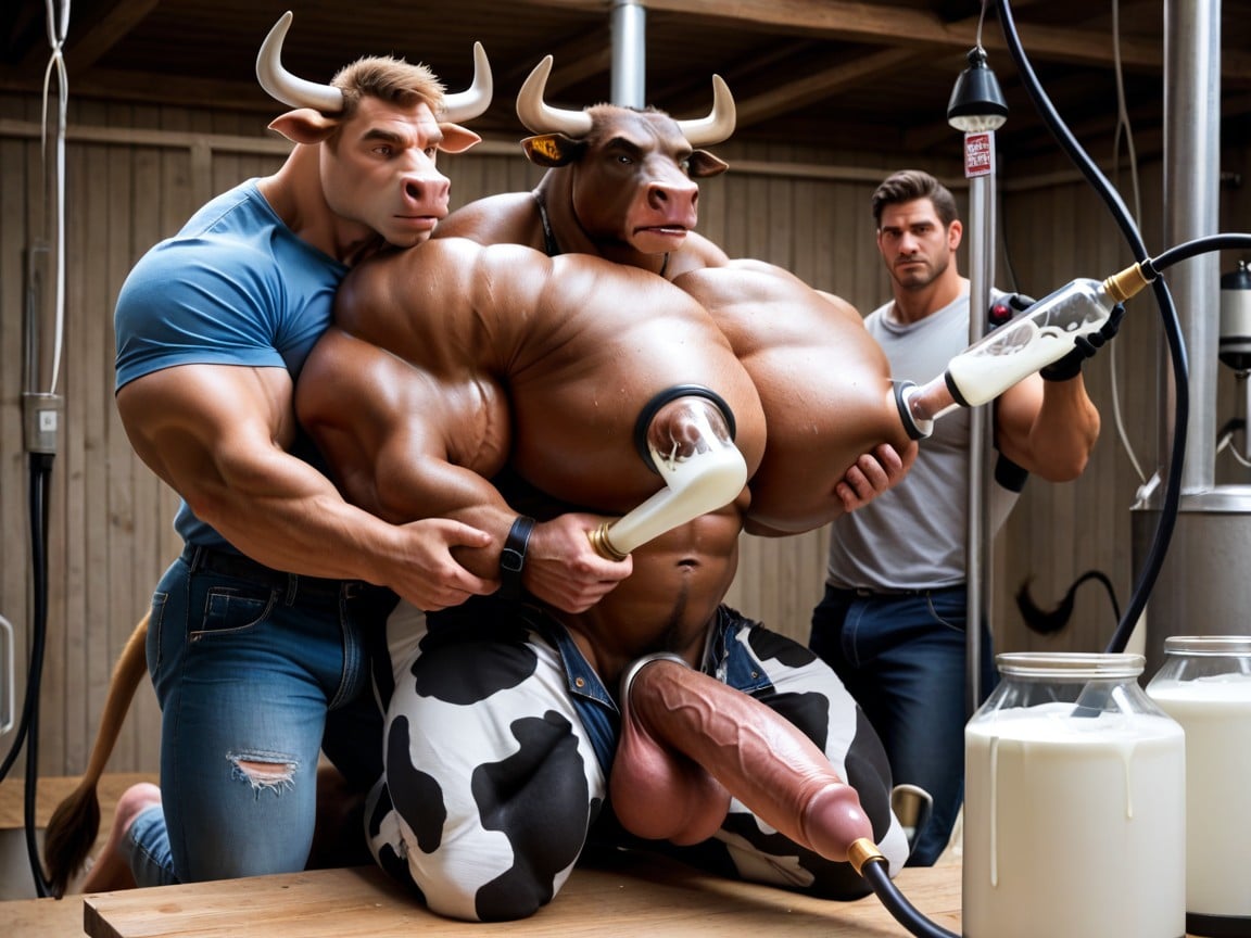 Sweat Pants, Furry Grabbing Cattle Furry's Arms, Rough Grope AI Gay Porn
