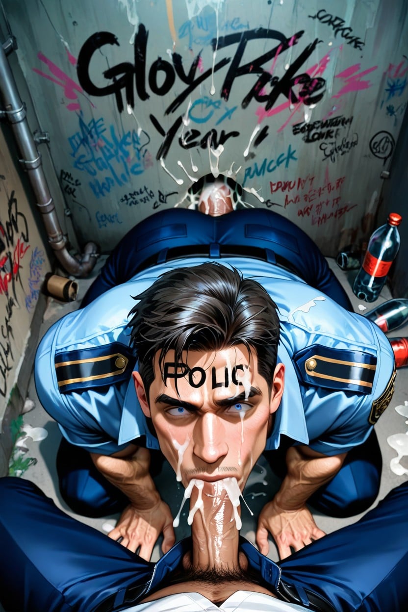 Graffiti, Body Covered In Cum, Muscular Masculine Man AI Gay Porn