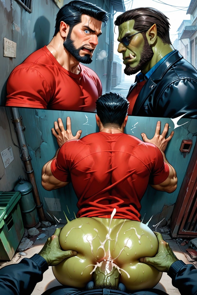 Dumpster, Black Hair, Orc Male AI Gay Porn
