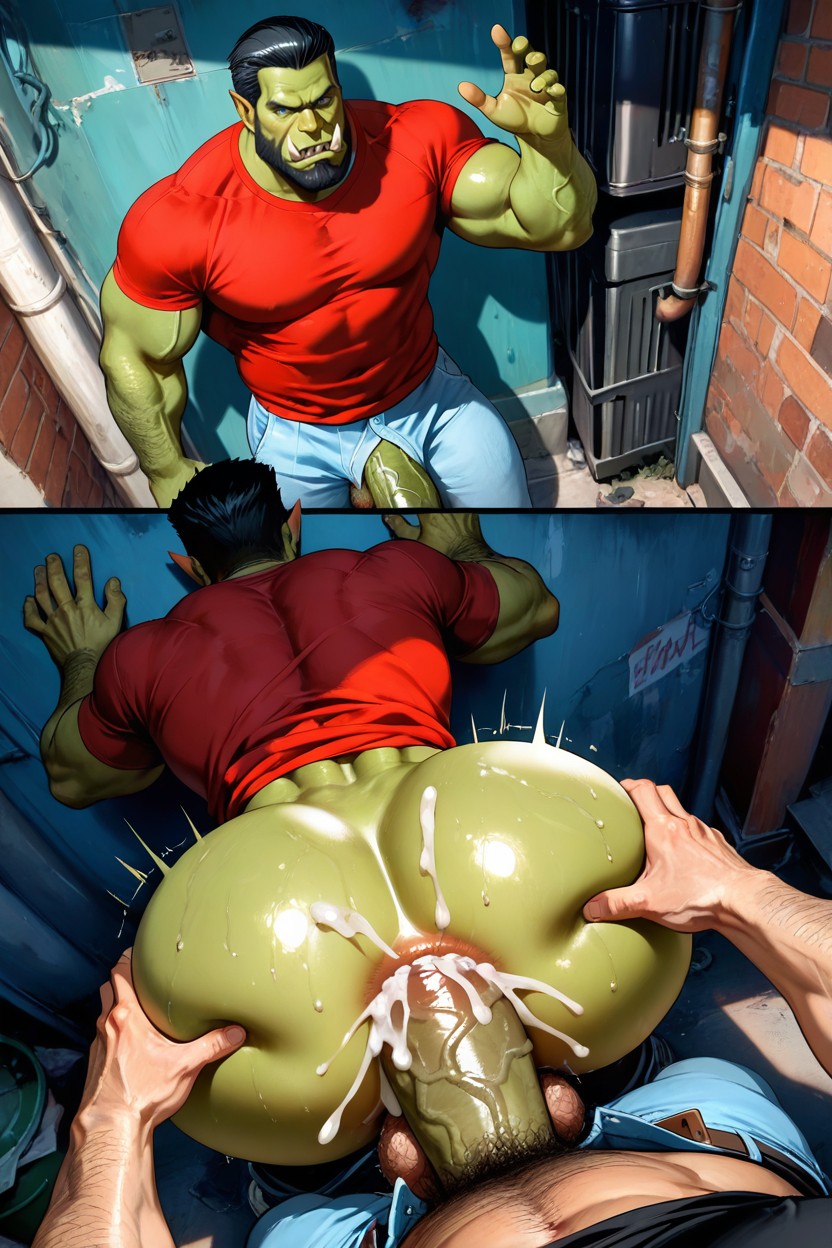 25+, Cosplaying As Albert Wesker, Red T Shirt AI Gay Porn