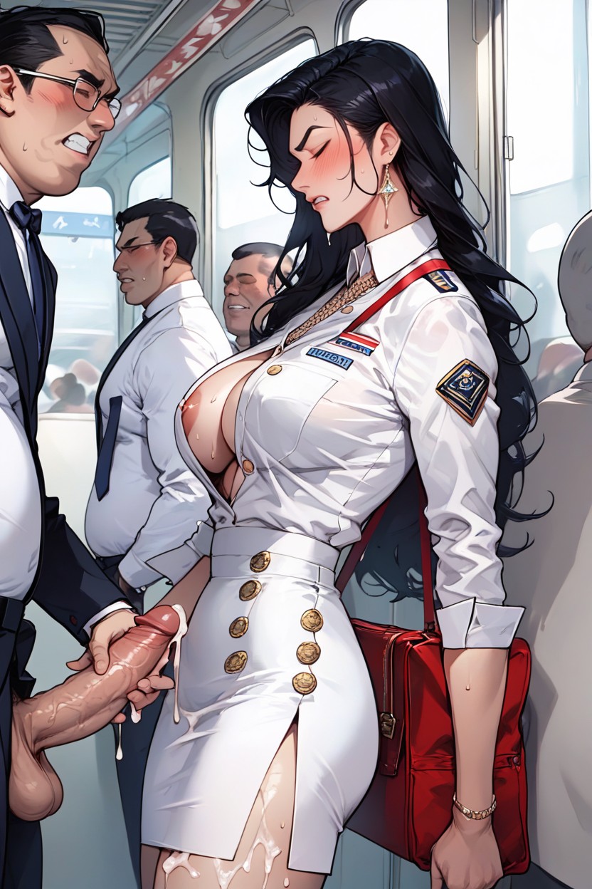 Korean Woman, Pelo Negro, Sweaty Hentai IA