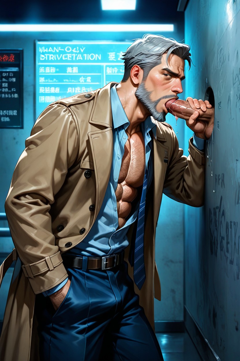 Open Shirt, Fit, Mouth Agape AI Gay Porn