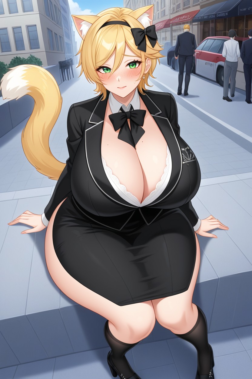 Very Blonde Hair, Androgynouschested, Very Short Hair AI Porn
