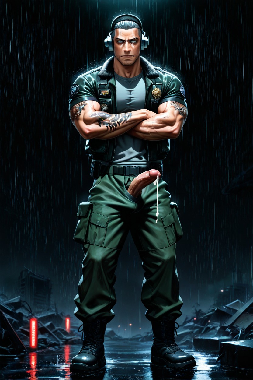 Muscular, He Is Holding His Erect Dick, Absurd Res AI Gay Porn