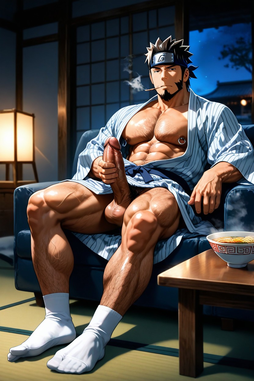 Night Time, Night Time, Both Feet Resting On Coffee Table AI Gay Porn