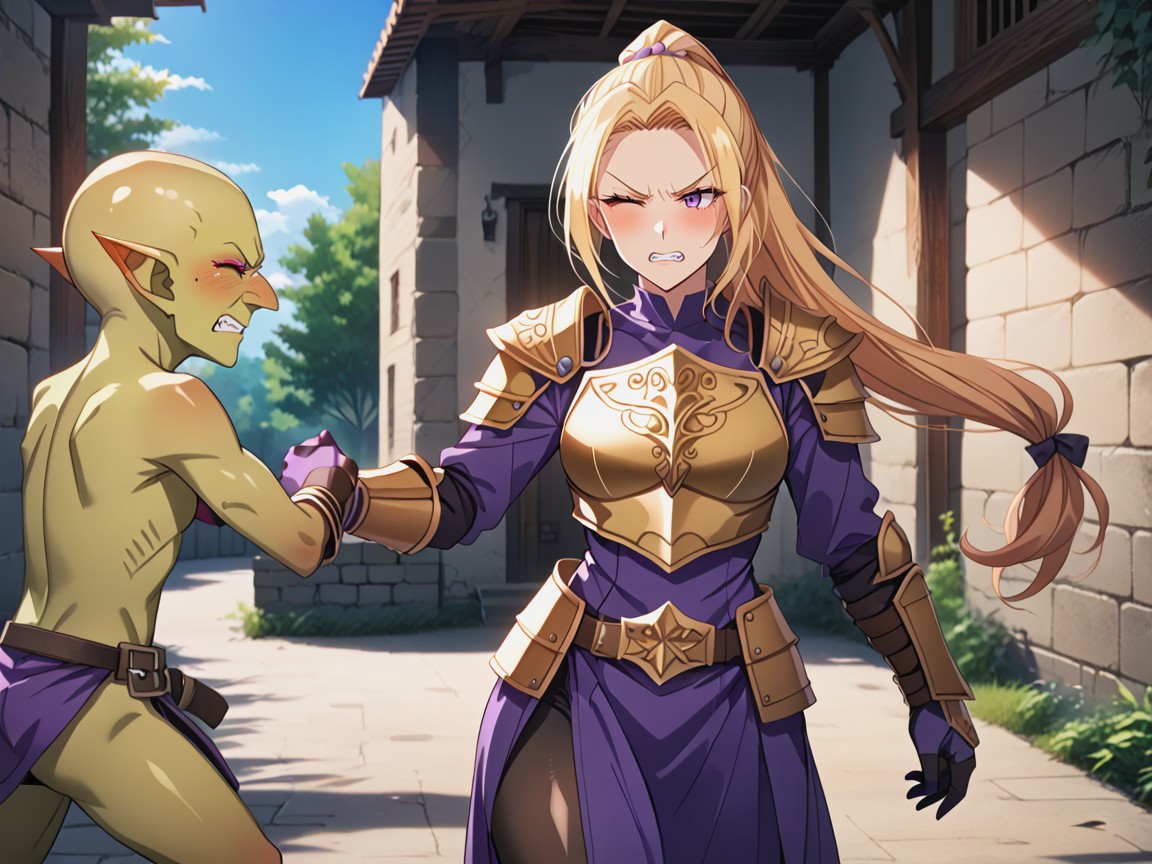 Female Purple Eyes, Long Length, Bald Goblin Hentai AI Porn