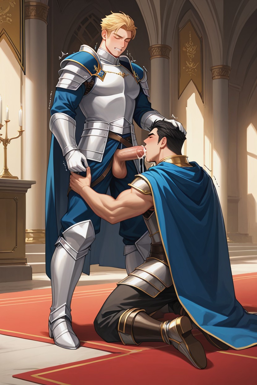 Prince Getting A Blowjob, Drooling, Blonde Hair AI Gay Porn