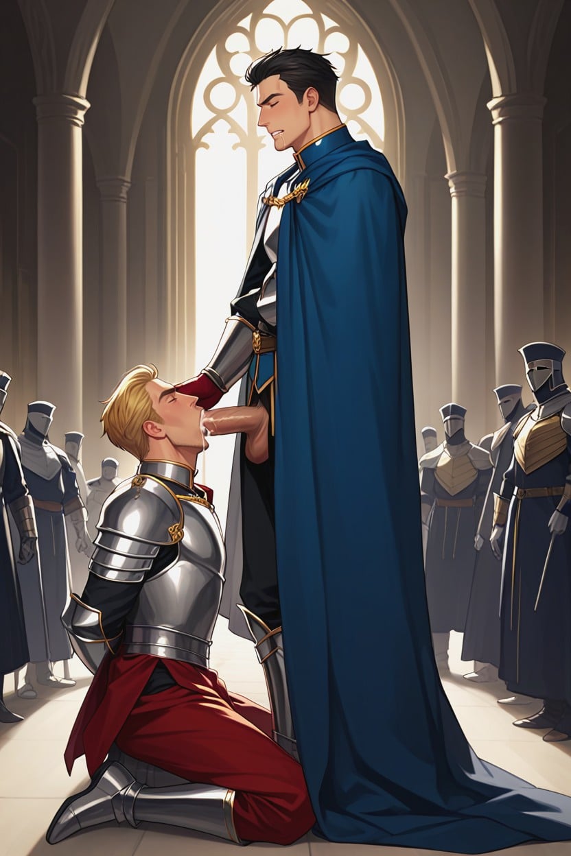 Palace Interior Background, Tall, Blowjob (3rd Person) AI Gay Porn