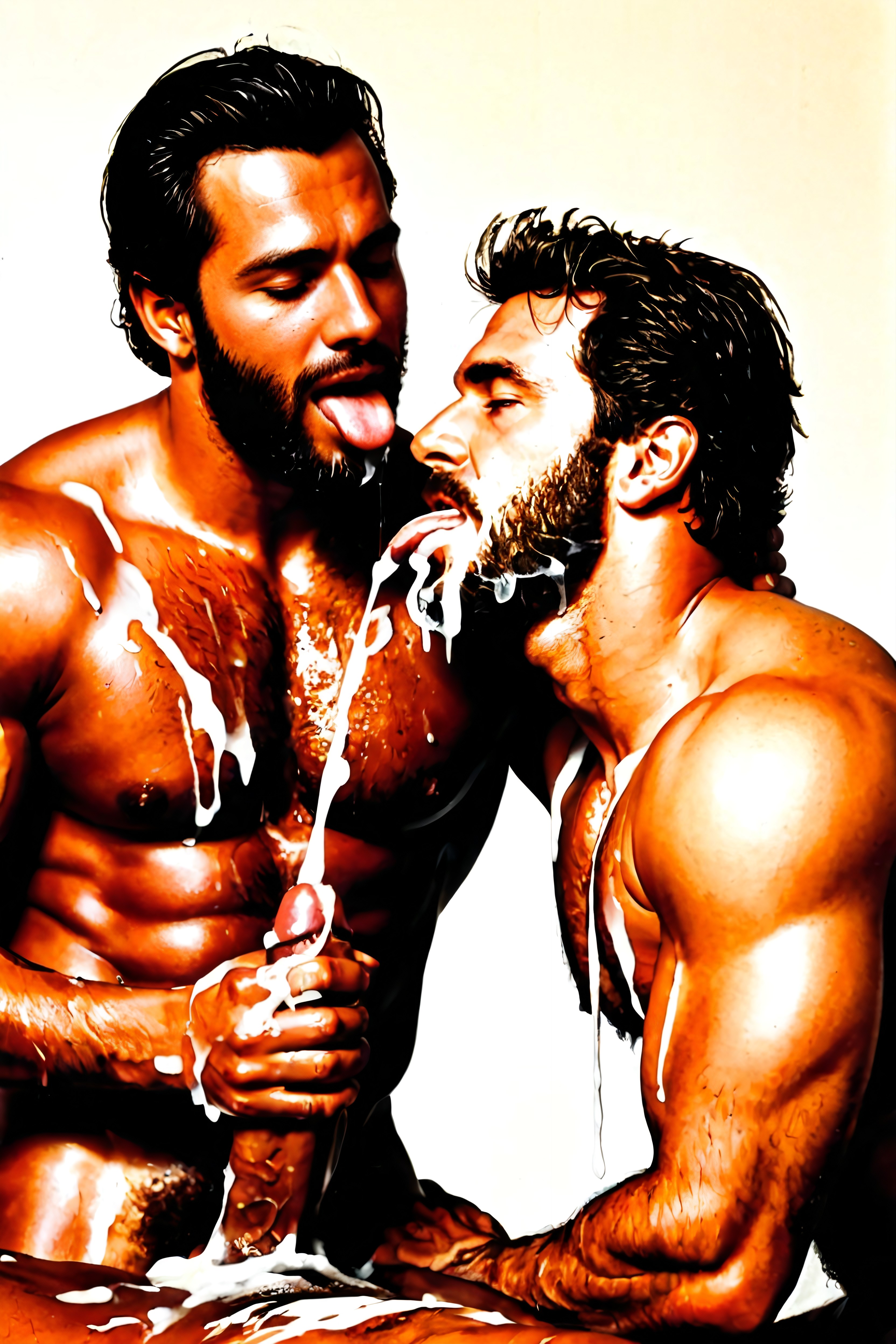 18+, Mouth Open, All Cum Together AI Gay Porn