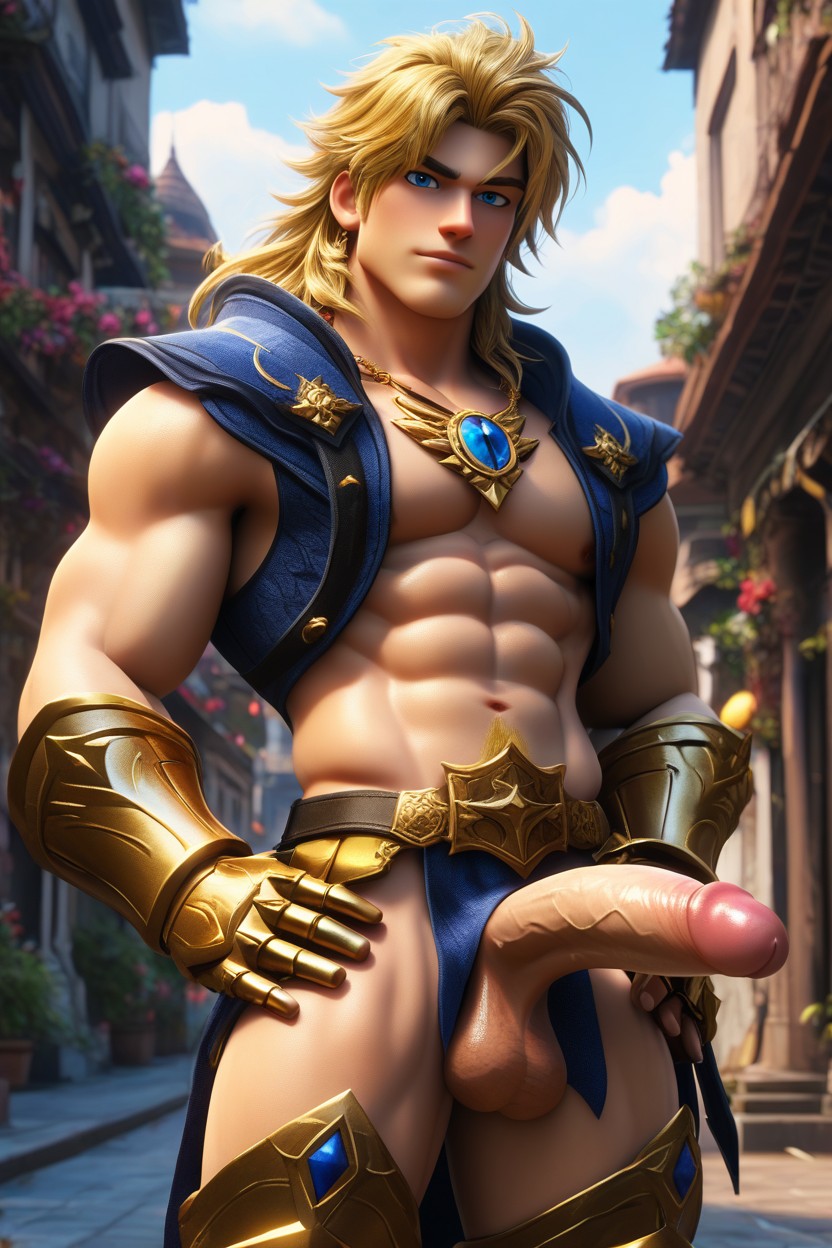Gold Gauntlets, Gold Boots, Exposed Cock AI Gay Porn