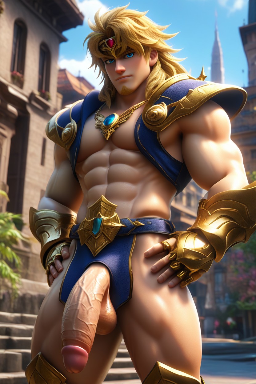 Futuristic Setting, Gold Boots, Smooth Skin AI Gay Porn