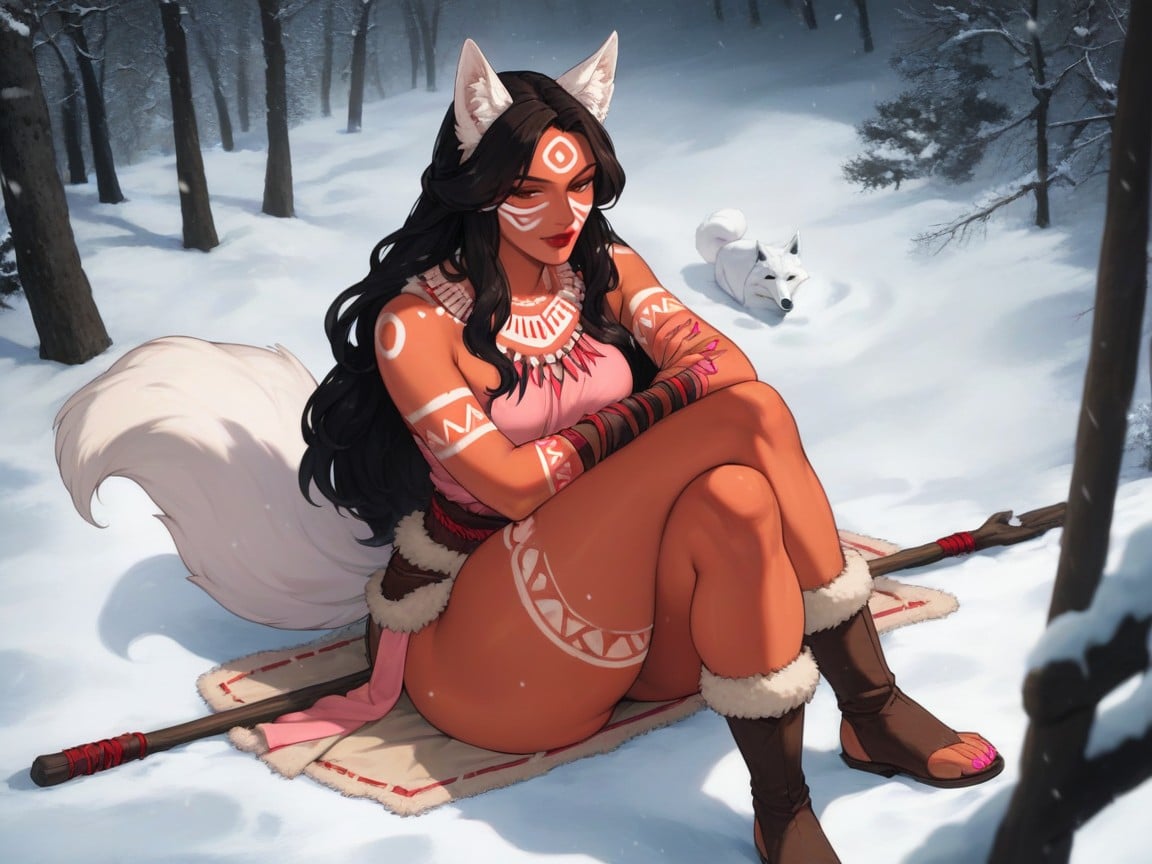 Close Up, Ancient Tribal Setting, Pale Tan Skin Hentai AI Porn