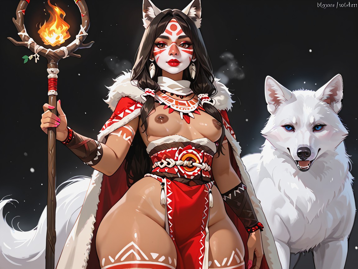 Pink Nails, Bone Totem Posts In Distance, Tight Large Ass Latina AI Porn