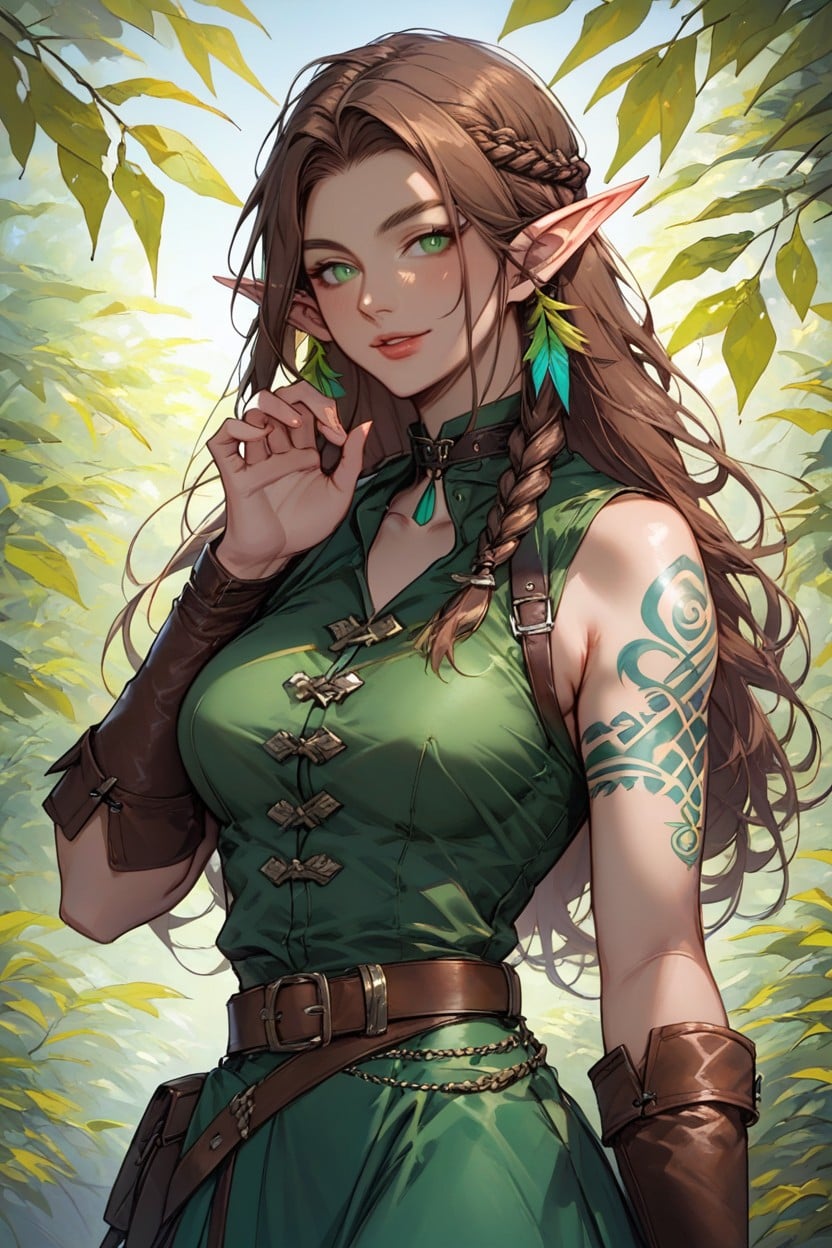 Round Breasts, Form Fitting Clothes, Green Eyes Hentai AI Porn