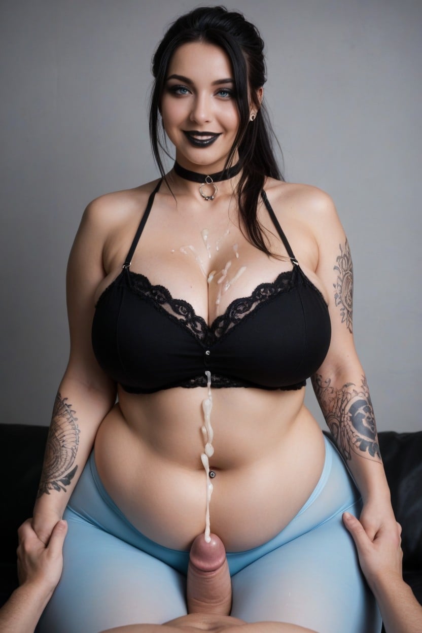 Fully Clothed, Tattoos On Arms, Light Blue Leggings AI Porn