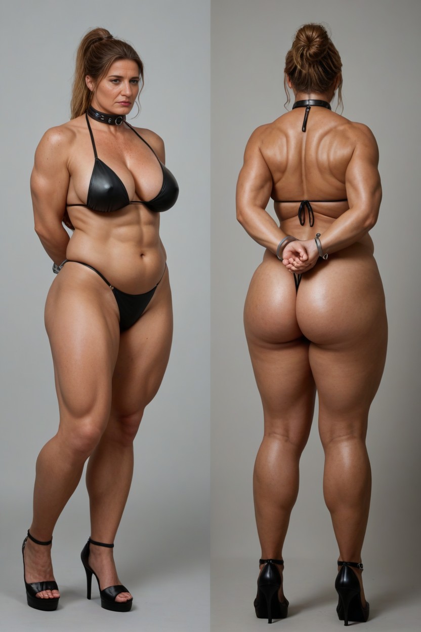 Handcuffs On Ankles, Shabby Appearance, Sad MILF AI Porn