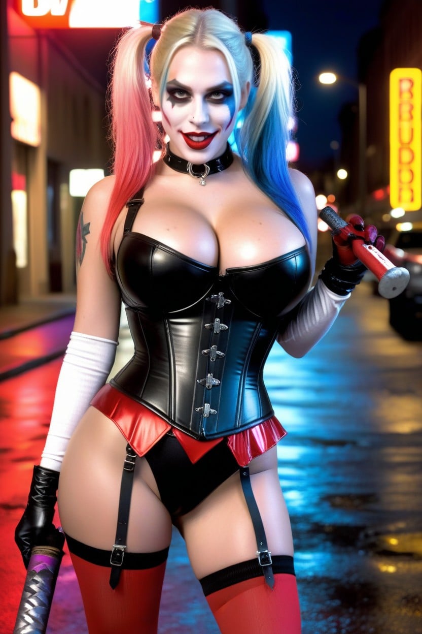 And Skin, Harley Quinn From Dc Universe, Intense Mischievous Gaze AI Porn