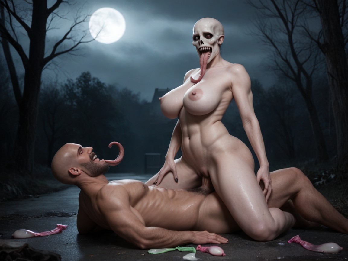 Storm, Low Light, Tall Grey Alien Women AI Porn