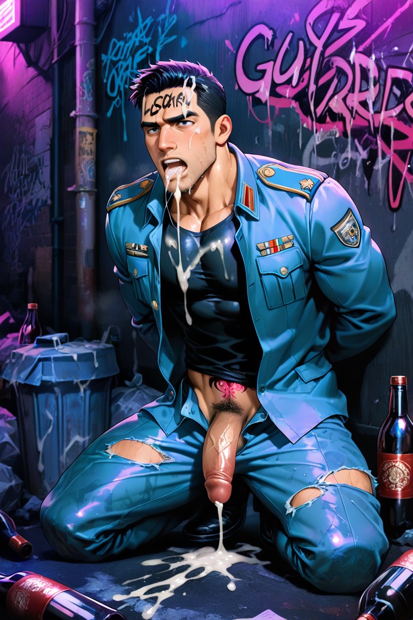 Tattoo, Crotch Tattoo, Torn Clothes AI Gay Porn