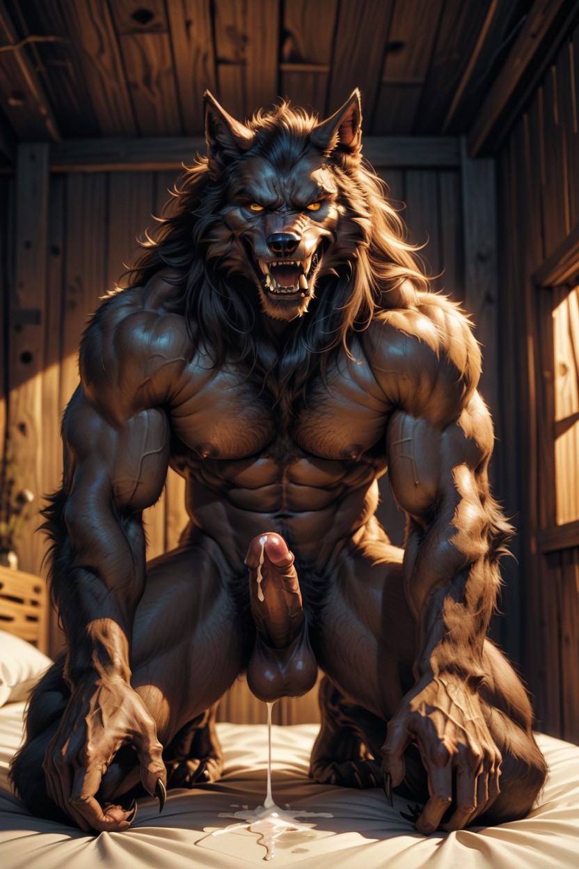 Werewolf, Werewolf Is Tal, Werewolf Large Back And Large Chest Muscles AI Gay Porn