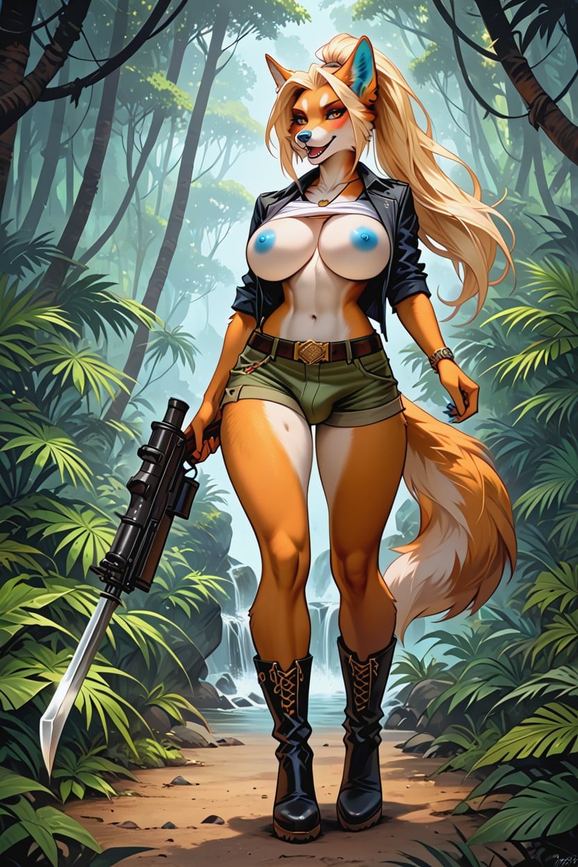 Sunny Day, Exposed Breast, White Tong Panties Furry AI Porn