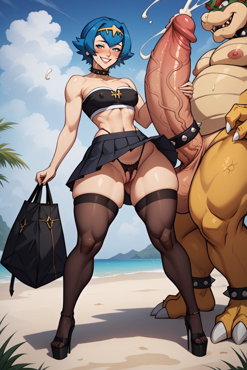 Small Breasts, Strapless Top, Cock Collar Hentai AI Porn