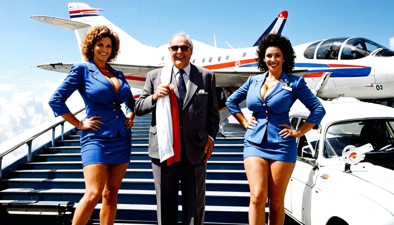 Airplane Disembarkation, Rich Old Man Is Senile, Windy Shemale AI Porn