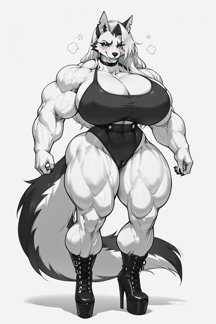 Extreme Muscle Definition, Enjoying, Sporty Bra Furry AI Porn