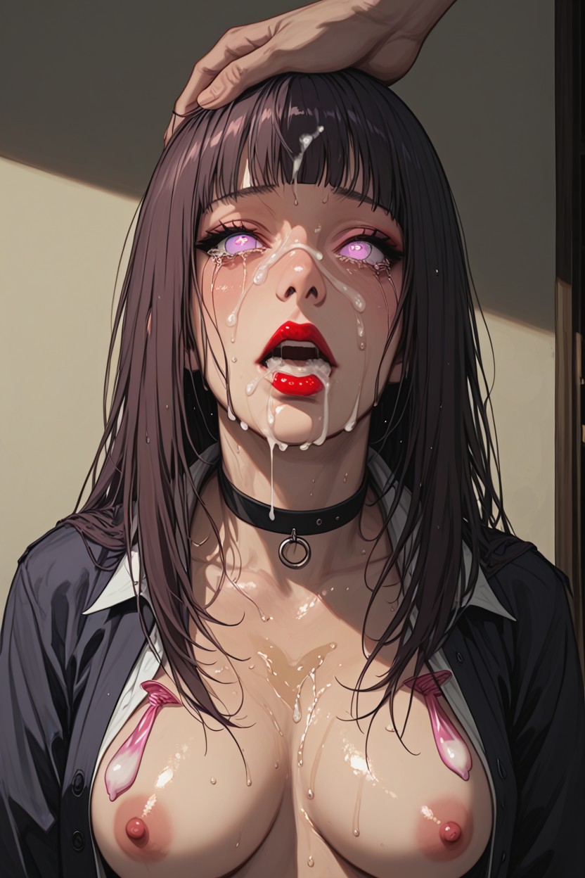 Lavender Tint Eyes, Nipples Visible, Choking AI Porn
