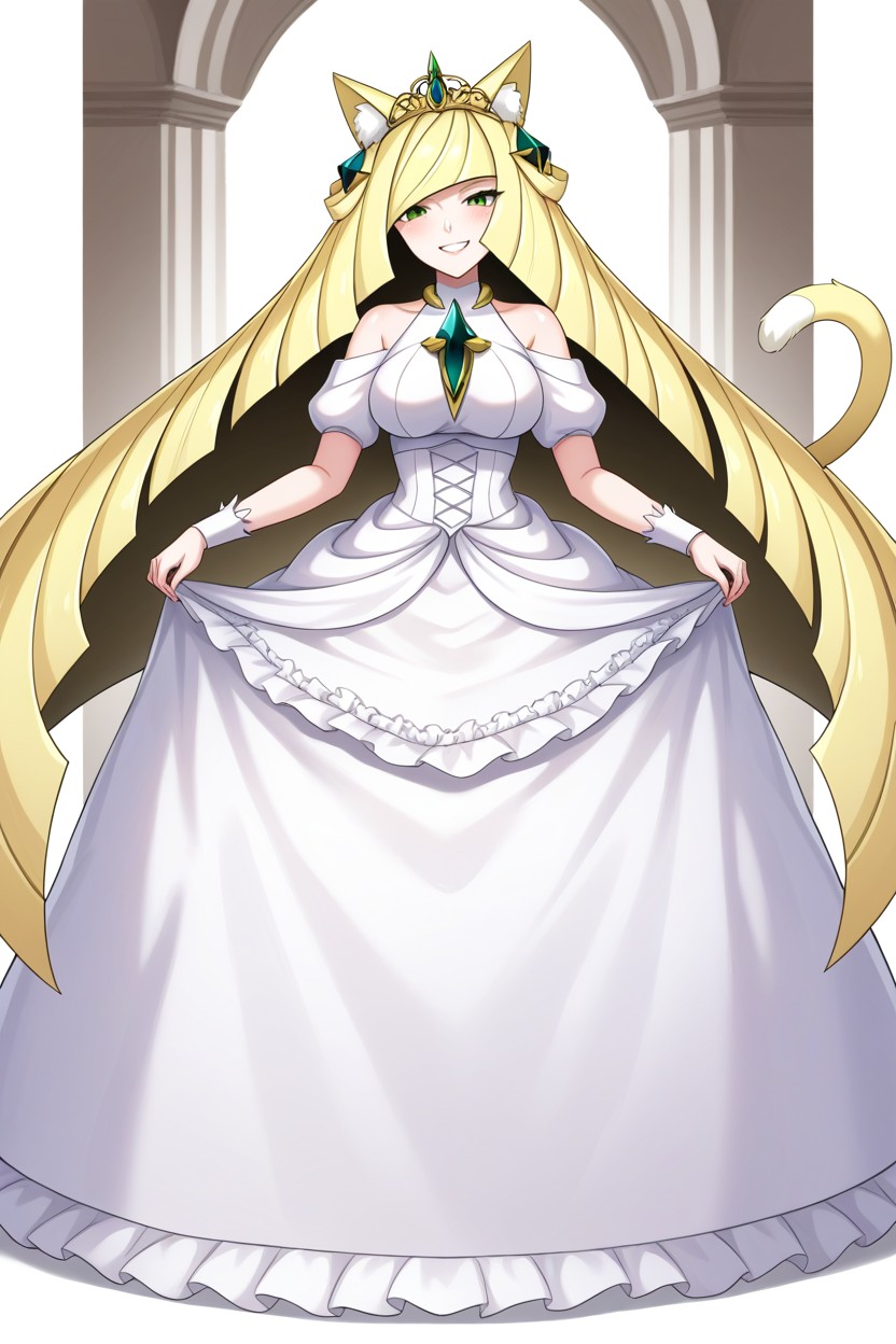 Full Body, Skinny, White Princess Dress AI Porn