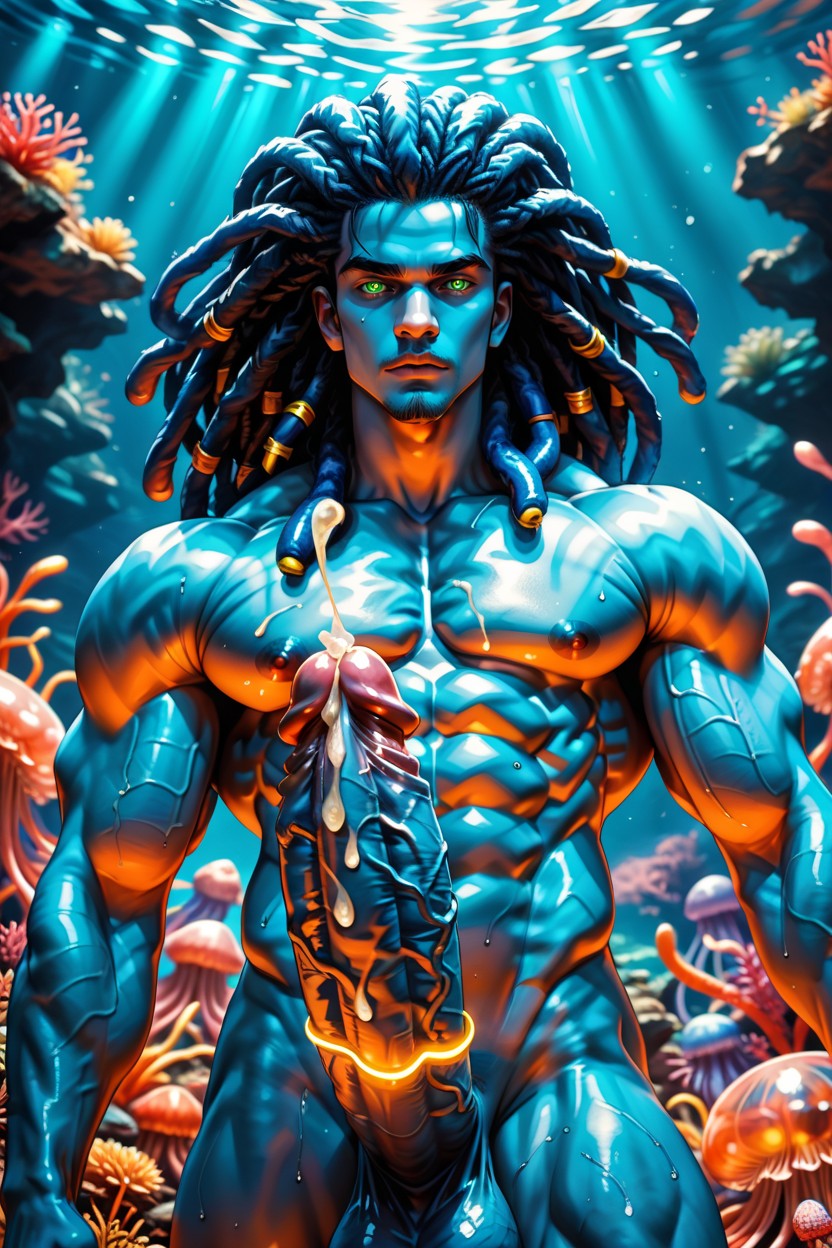 Broad Chin, Jellyfish Cosplay, Glowing Body AI Gay Porn