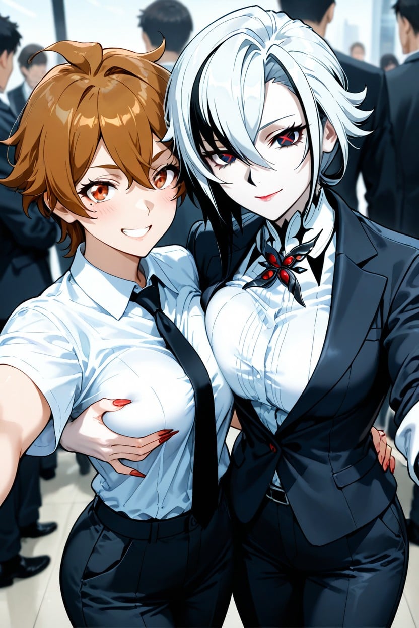 Two People, Brown Hair And Eyes, 2 People Hentai AI Porn