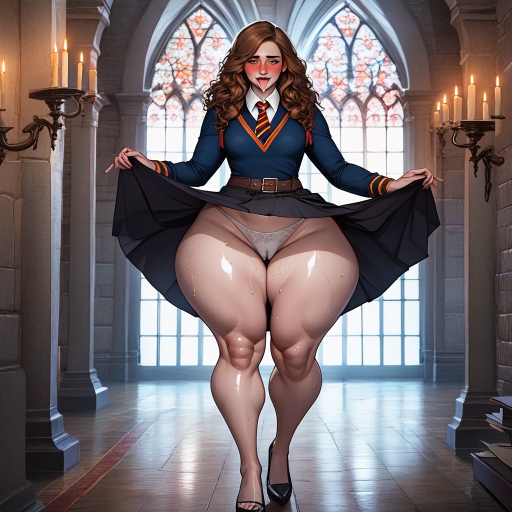 Extremely Wide Hips, Sweaty, Tongue Out AI Porn